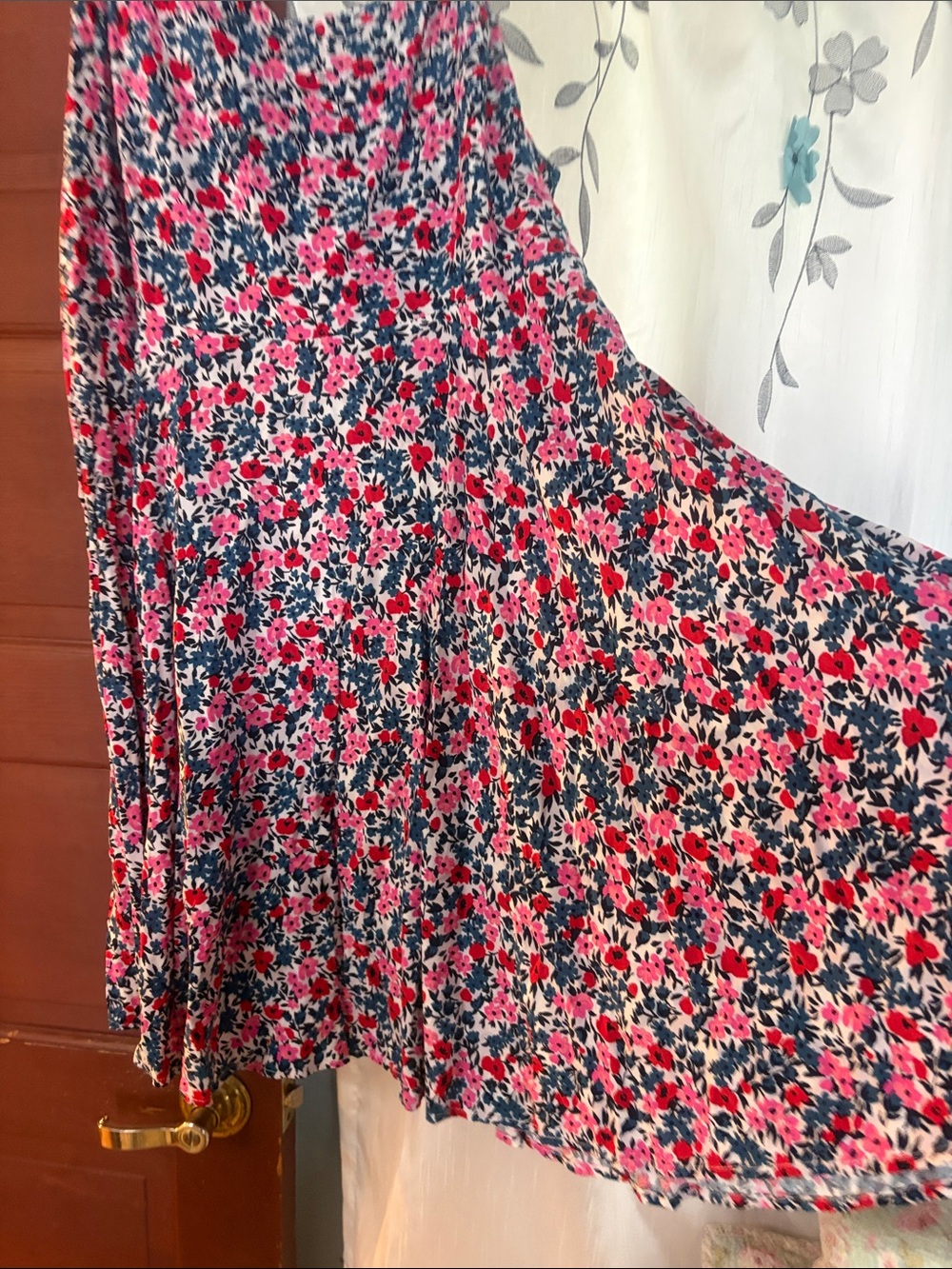 Old Navy Pink and Navy Floral Midi Slip Dress - Picture 2 of 5